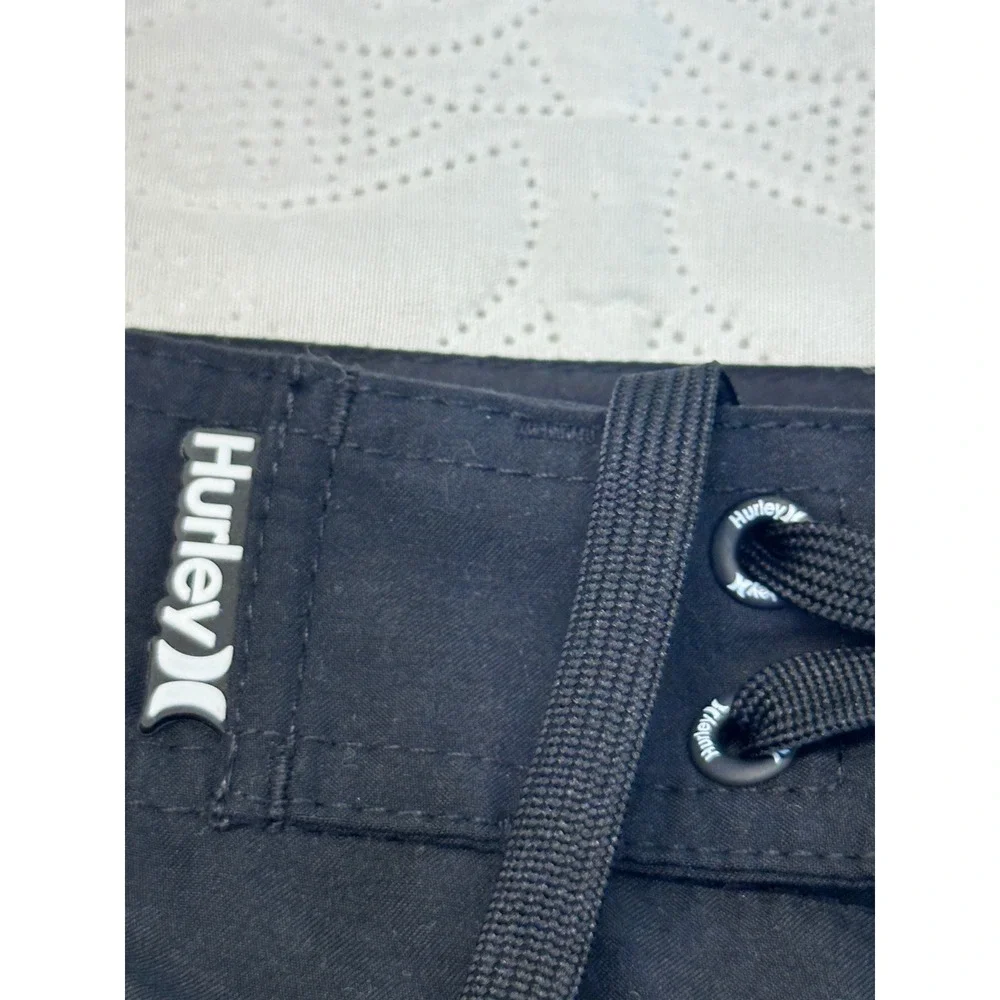 Hurley Mens Black Board Shorts Swim Trunks Cargo Pocket Size 33 Inseam 10.5in